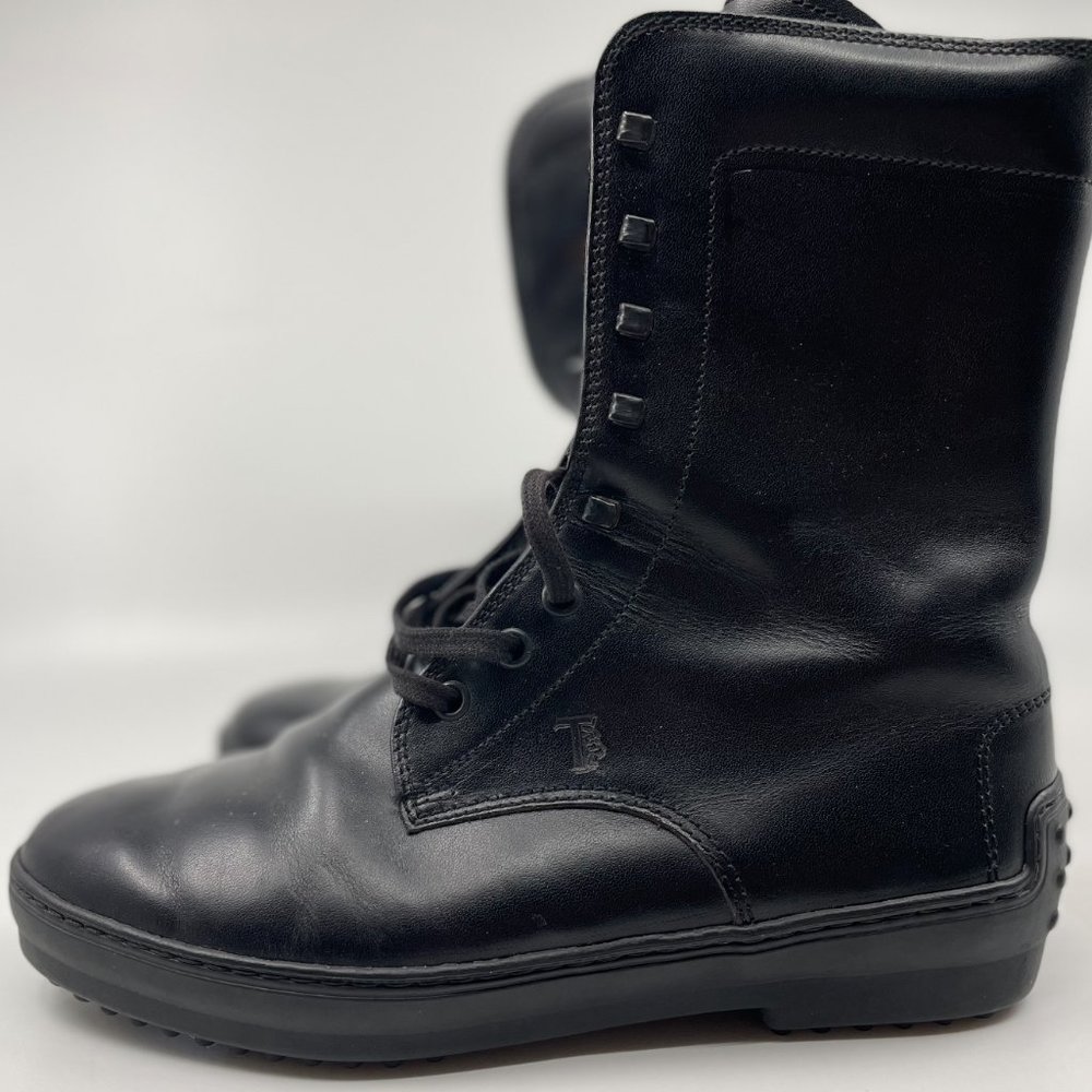 Tods Black Leather Ankle Boots